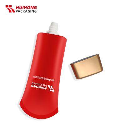 Tubo de loção biodegradável vermelho 100ml com tampa de ouro parafuso