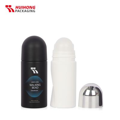 Rolo redondo de tubo pe personalizado preto branco de 60 ml em recipiente de garrafa desodorante para homem