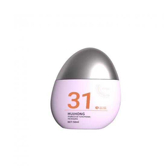 50ml Oval Egg Shape EVOH Squeeze Plastic Sunscreen Bottle.